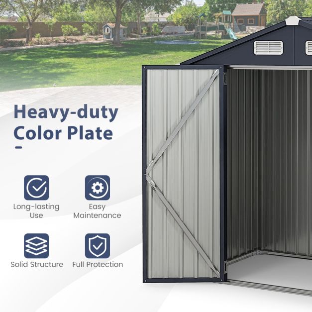 Pro-Tect 6x3 Metal Apex Double Hinged Shed with Foundation Grid - Dark Grey - Image 12
