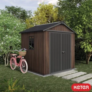 Keter 7.5' x 7' Rosewood Front Entry Plastic Shed