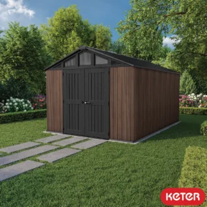 Keter 10'x15' Stronghold Rosewood Heavy Duty Plastic Shed