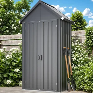 Pro-Tect 3'x1.5' Tall  Metal Tool Storage Shed  with 4 Adjustable Shelves - Dark Grey
