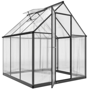 Outsunny 6'x5.5' Clear Polycarbonate Greenhouse with Swing Door - Black
