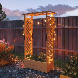 Outsunny Fir Wood Tall Planter and Trellis Garden Bed