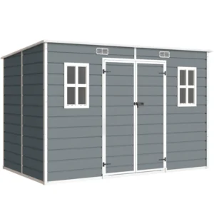 Outsunny 10'x6' Plastic Pent Garden Storage Shed with Floor