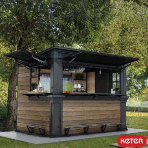 Keter  9' x 6.5' Ashwood Signature  Heavy Duty Plastic Garden Bar Shed