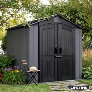 Lifetime 7×7 Heavy Duty Plastic Shed – New Look Grey Model X60527