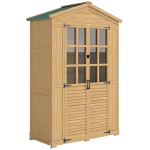 Outsunny Timber 4'x2' Storage Cabinet with Acrylic Windows