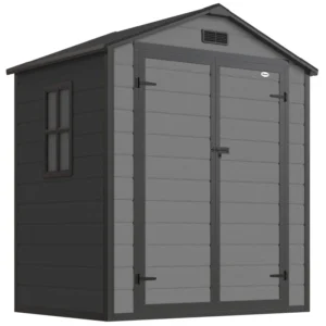 Outsunny 6'x4.5' Plastic Garden Storage Shed with Integral Floor - Dark Grey