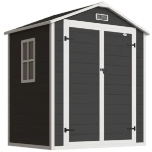 Outsunny 6'x4.5' Plastic Garden Storage Shed with Integral Floor - Black
