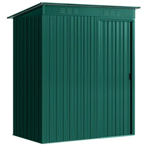 Outsunny 5'x3.5' Metal Pent Garden Storage Shed - Green