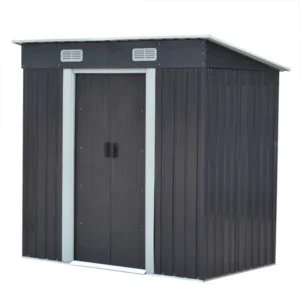 Living and Home 6x4 Pent Metal Shed - Charcoal Black