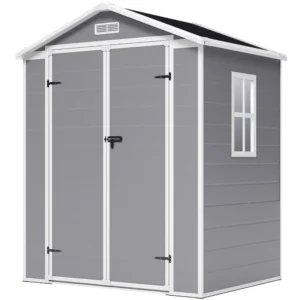Living and Home 6x4 Plastic Storage Shed with Integral Floor- Grey / Black (Expected into warehouse 21/09/2026)