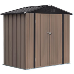 Living and Home 6.5x4 Apex Garden Metal Shed - Brown (Expected Arrival Spring 2027)