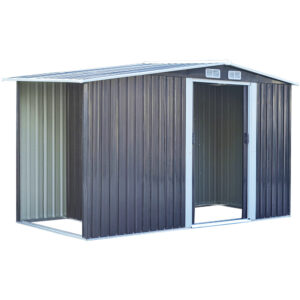 Living and Home 8x4 Metal Shed with 2ft Side Log Storage - Anthracite
