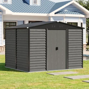 Living and Home 10x8 Apex Woodfield Metal Shed - Grey