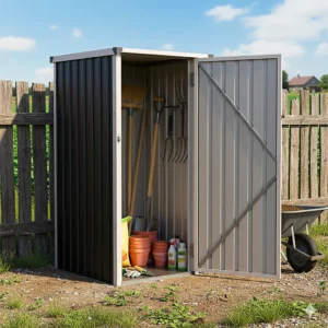 Living and Home 3'x3' Metal Pent Garden Storage Shed - Anthracite and White
