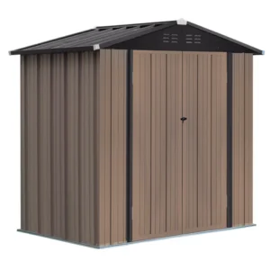 Living and Home 6.5x4 Apex Garden Metal Shed - Brown