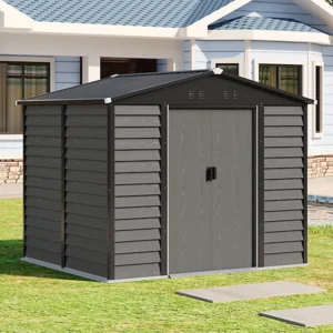 Living and Home 8x7 Apex Woodfield Metal Shed - Grey