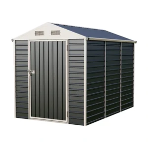 Living and Home 5.5'x8' Metal Apex Roof Garden Tool Storage Shed - Anthracite and White (Expected into warehouse 08/10/2026)