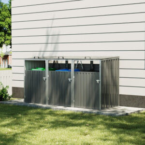 Living and Home Triple Metal Bin Store - Light Grey