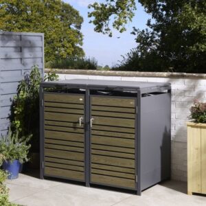 Rowlinson Chelsea Premium Metal Double Bin Store - Oak