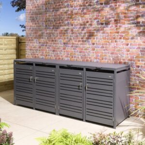 Rowlinson Chelsea Premium Metal Quadruple  Bin Store - Anthracite
