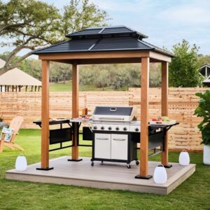 Sojag Maui 8'x6' Metal Hard Top BBQ Shelter - Wood Effect
