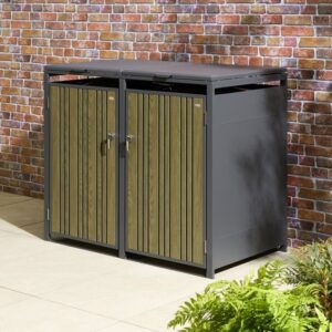 Rowlinson Wimbledon Premium Metal Double Bin Store - Oak