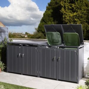 Rowlinson Wimbledon Premium Metal Quadruple  Bin Store - Anthracite
