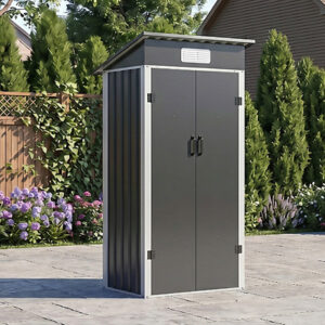 Living and Home 3x2 Double Hinged Metal Utility Shed - Black