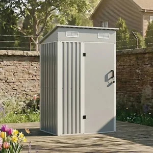 Living and Home 4x3 Single Hinged Metal Pent Shed - Light Grey (Expected Arrival Spring 2027)