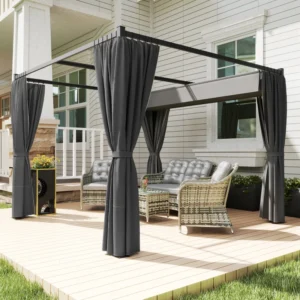 OutSunny 10x10 Metal Retractable Roof  Pergola -Charcoal Grey