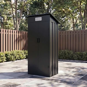 Living and Home 3x2 Double Hinged Metal Utility Shed - Total Black