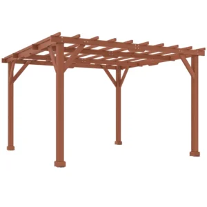 OutSunny 10' x 10' Timber  Grape Trellis Roof Pergola Kit - Brown