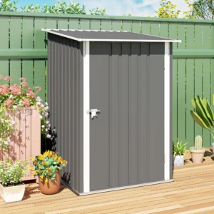 Outsunny 3'x3' Metal Pent Shed wiith Lockable Door - Grey