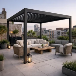 Outsunny 10'x 10' Metal Electric Louvered Pergola - Dark Grey
