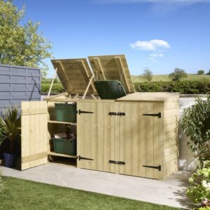 Rowlinson Timber Shiplap Double Bin Store With Box Store