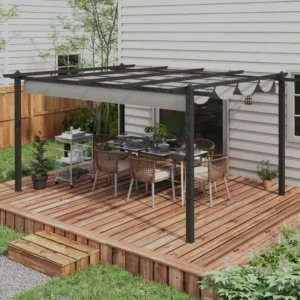 Outsunny 13'x10' Aluminum Pergola Gazebo Roof Canopy  - Grey