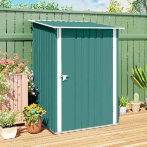 Outsunny 3'x3' Metal Pent Shed wiith Lockable Door - Green