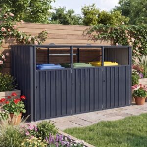 Pro-Tect 8'x 2.5' Triple Metal Wheelie Enclosure - Dark Grey