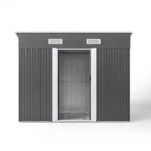 Living and Home 8x4 Metal Pent Shed with Foundation Grid -Grey
