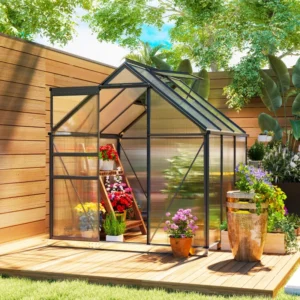 Outsunny 6'x6'  Clear Walk-In Polycarbonate Greenhouse - Grey