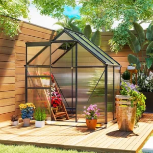 Outsunny 6'x4'  Clear Walk-In Polycarbonate Greenhouse - Grey