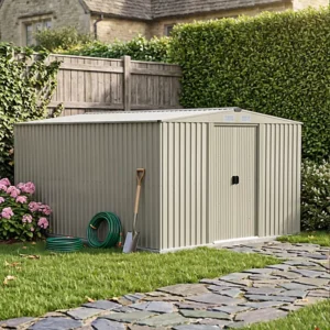 Living and Home 10x12 Metal Apex Storage Shed with Foundation Grid  - Grey (Coming Soon)