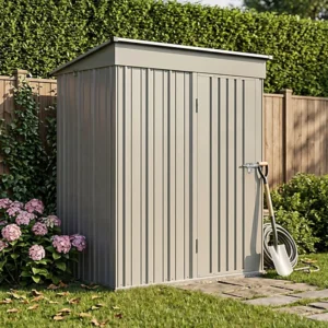 Living and Home 5x3 Single Hinged Metal Pent Shed - Aluminium Grey (Coming Soon)