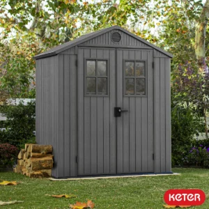 Keter 6'x4' Evotech Plastic Garden Shed Double Door - Grey