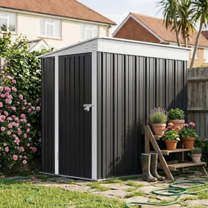 Living and Home 4'x6' Metal Lean To Metal Shed - Black