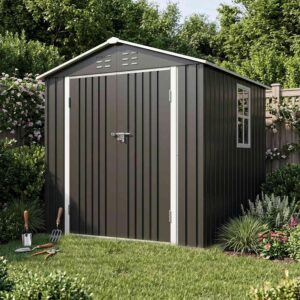 Pro-Tect 6'x6' Double Hinged Metal Apex Shed with Window - Anthracite Grey