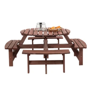 Pro-Tect Timber Picnic  Round Table - 8 Seater