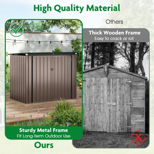 Pro-Tect 5'x 3' Double Metal Wheelie Bin Storage Unit - Warm Grey Brown - Image 11