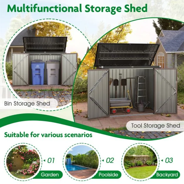 Pro-Tect 5'x 3' Double Metal Wheelie Bin Storage Unit - Warm Grey Brown - Image 10
